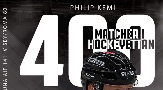 Philip Kemi jubilerar till matchen mot Vännäs HC