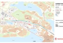 Besked om Norrbotniabanan genom centrala Luleå