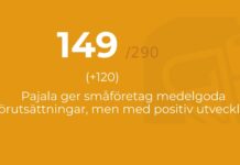 Pajala kommun klättrar 120 placeringar i årets Småföretagarindex