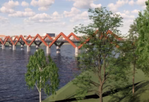 Hälften av körbanan är ute på Karlgårdsbron